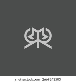 Logotipo moderno del monograma geométrico R y M: un diseño de logotipo elegante y simétrico que presenta un monograma creativo de las letras 'R' y 'M', ideal para la marca, la identidad corporativa, el lujo y las nuevas empresas tecnológicas.