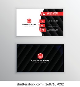 Modern geometric red and black business card with diagonal lines
