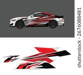 Modern Geometric Red and Black Racing Car Livery Graphic