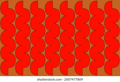 Modern Geometric Red Wave background Design. Red Sinuous Pattern on Brown Background