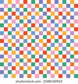 Modern geometric repeat design, cute bright retro color palette.