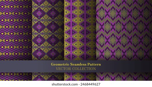 Moderno Paquete geométrico de patrón rombo sin fisuras. Motivo árabe, patrones étnicos. Conjunto de adornos de repetición de Vector geométrico de elemento Rhombus. Muestras de fondo de portada.