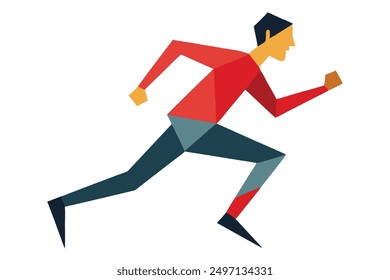 Modern geometric running man vector on white background perfect for sports and dynamic designs