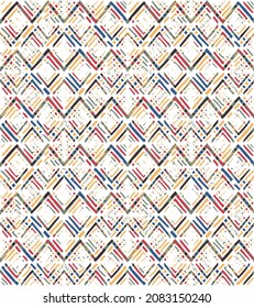 Modern geometric seamless pattern. Abstract background texture in geometric ornamental style. Green, brown, red and blue color texture pattern.