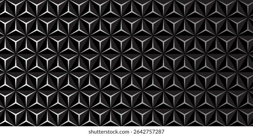 Modern geometric seamless pattern abstract vector. volumetric gray cubes mosaic background. Honeycomb pattern, hexagons on white sheet, Stars Pattern Image, triangle pattern design, hexagonal netting.