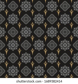 Modernes geometrisches nahtloses Muster im asiatischen Stil. Dunkles Tapete, Textil-Design-Struktur. Vektorillustration Kunst.