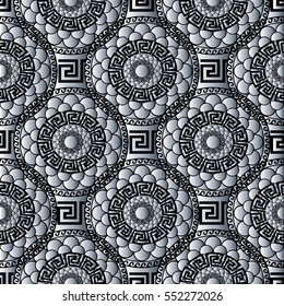Modern geometric seamless pattern background wallpaper illustration with vintage abstract geometrical stylish 3d ornaments.Elegant vector surface texture.