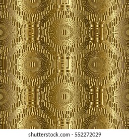 Modern geometric seamless pattern background wallpaper illustration with vintage abstract geometrical stylish 3d ornaments.Elegant vector surface gold  texture.