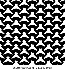 Modern Geometric Seamless Pattern in Black and White, EPS Vector Background. The repetitive vector design features sharp, symmetrical angles and abstract motifs. Delivered in high-quality EPS format.