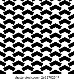 Modern Geometric Seamless Pattern in Black and White, EPS Vector Background. The repetitive vector design features sharp, symmetrical angles and abstract motifs. Delivered in high-quality EPS format.