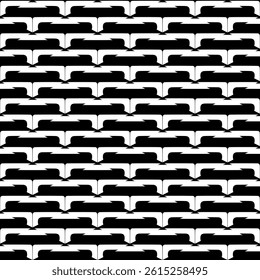 Modern Geometric Seamless Pattern in Black and White, EPS Vector Background. The repetitive vector design features sharp, symmetrical angles and abstract motifs. Delivered in high-quality EPS format.