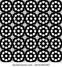 Modern Geometric Seamless Pattern in Black and White, EPS Vector Background. The repetitive vector design features sharp, symmetrical angles and abstract motifs. Delivered in high-quality EPS format.