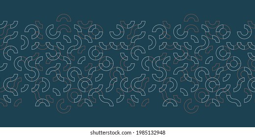 Modern geometric seamless pattern Border with tiled circular shapes. Truchet creative repeat background for web, interiors and fashion.