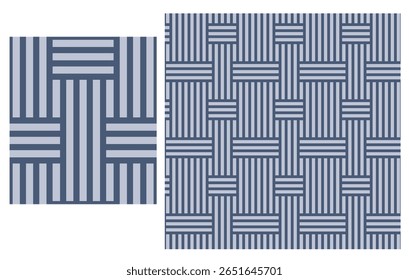 Moderno patrón geométrico sin costuras con un diseño estructurado de tejido a rayas en tonos azules apagados. Ideal para camisas de ropa masculina, camisetas de polo, textiles, Fondos de pantalla y superficies de decoración para el hogar