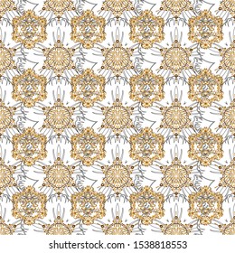 Modern geometric seamless pattern with gold repeating elements on a background. Seamless vector golden ornament.
