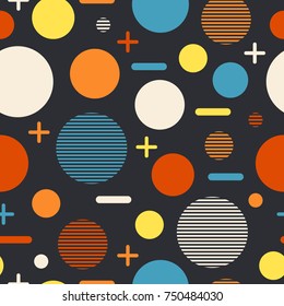Modern geometric seamless pattern with large and small circles.