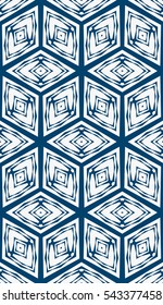 modern geometric seamless pattern. shape with cube. vector illustration. silver on blue