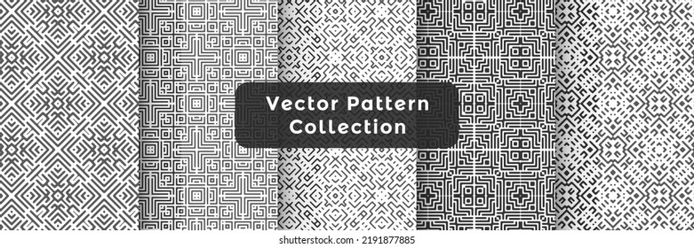 Modern geometric seamless pattern swatches collection background design