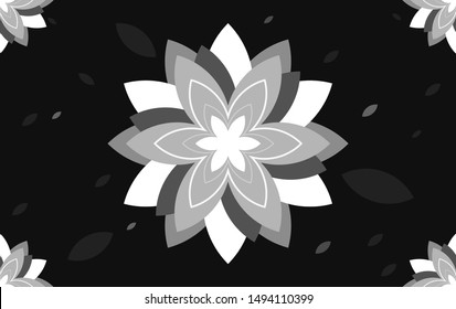 Modern geometric seamless pattern vector Gray and black flower pattern For fabrics and textiles