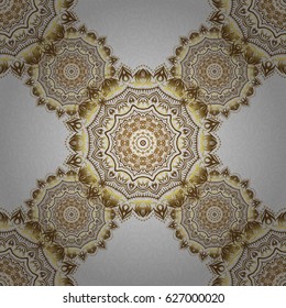 Modern geometric seamless pattern for wrapping paper, fabric or textile. Vintage ornament. Vector gray and golden pattern for your designs and backgrounds.