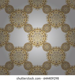 Modern geometric seamless pattern for wrapping paper, fabric or textile. Vintage ornament. Vector gray and golden pattern for your designs and backgrounds.