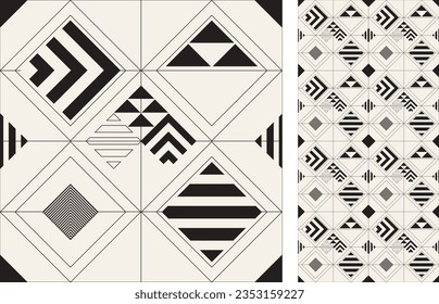 Tile geométrico moderno sin costuras. Patrón elegante para cerámica, papel pintado, linóleo, textil, fondo de página web. Ilustración del vector