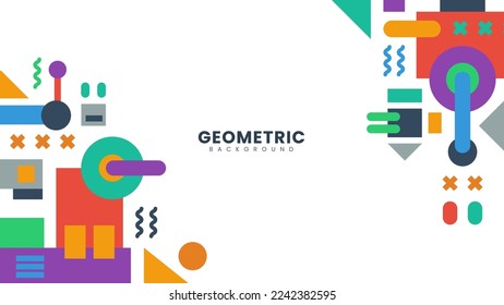 Modern geometric shape background. Abstract colorful with memphis ornament background. Suitable for banner, poster, brochure, flyer, or presentation background.