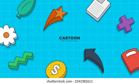 Modern geometric shape background. Abstract colorful with cartoon style ornament background. Suitable for banner, poster, brochure, flyer, or presentation background.