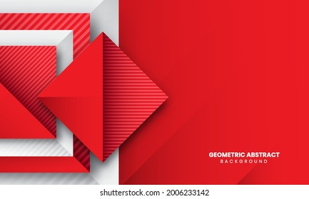 Modern geometric shape background. Red, grey and White style. Template design for poster, banner, backdrop, flyer, etc. Vector illustration