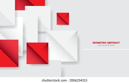 Modern geometric shape background. Red, grey and White style. Template design for poster, banner, backdrop, flyer, etc. Vector illustration