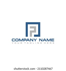 Modern geometric shape logo design in blue and gray abstract company identity vector art