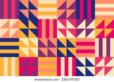 Modern geometric shape mosaic illustration. seamless pattern, colorful circle shapes, creative geometry concept design.