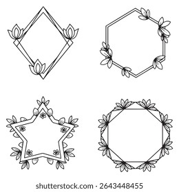 Modern Geometric Shape Vintage Decorative Floral Border Vector Set Packs
