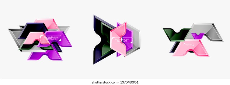Modern geometric shapes abstract background or logo element. Dynamic color design. Vector illustration