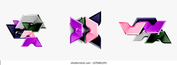 Modern geometric shapes abstract background or logo element. Dynamic color design. Vector illustration