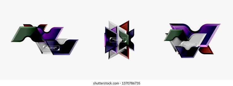 Modern geometric shapes abstract background or logo element. Dynamic color design. Vector illustration