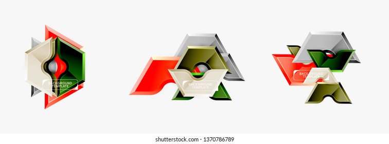 Modern geometric shapes abstract background or logo element. Dynamic color design. Vector illustration
