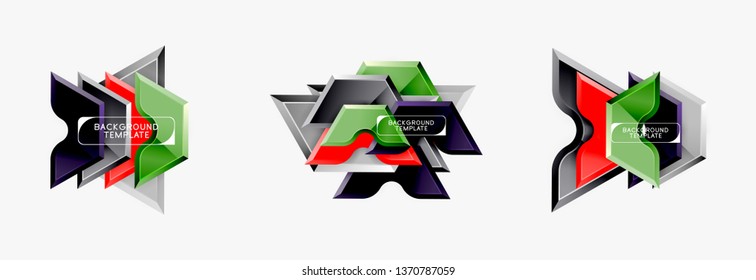 Modern geometric shapes abstract background or logo element. Dynamic color design. Vector illustration