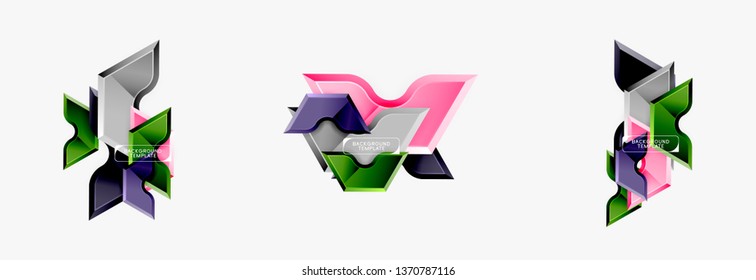 Modern geometric shapes abstract background or logo element. Dynamic color design. Vector illustration