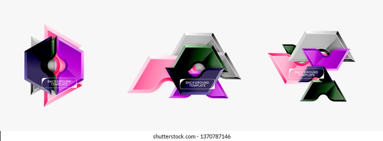 Modern geometric shapes abstract background or logo element. Dynamic color design. Vector illustration