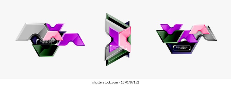 Modern geometric shapes abstract background or logo element. Dynamic color design. Vector illustration