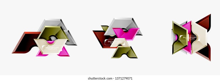 Modern geometric shapes abstract background or logo element. Dynamic color design. Vector illustration