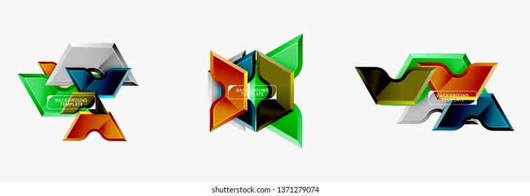 Modern geometric shapes abstract background or logo element. Dynamic color design. Vector illustration