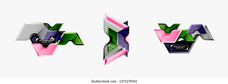 Modern geometric shapes abstract background or logo element. Dynamic color design. Vector illustration