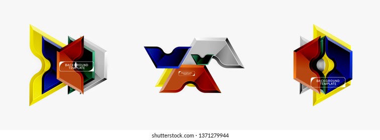 Modern geometric shapes abstract background or logo element. Dynamic color design. Vector illustration