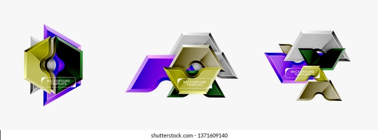Modern geometric shapes abstract background or logo element. Dynamic color design. Vector illustration