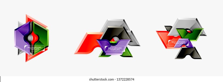Modern geometric shapes abstract background or logo element. Dynamic color design. Vector illustration