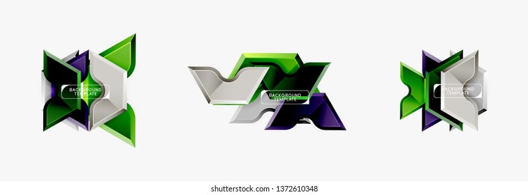 Modern geometric shapes abstract background or logo element. Dynamic color design. Vector illustration