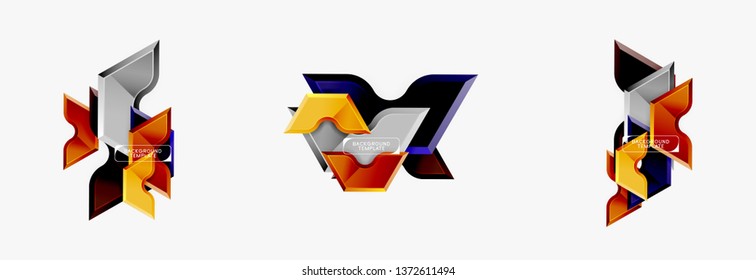 Modern geometric shapes abstract background or logo element. Dynamic color design. Vector illustration