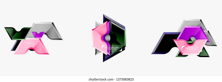 Modern geometric shapes abstract background or logo element. Dynamic color design. Vector illustration